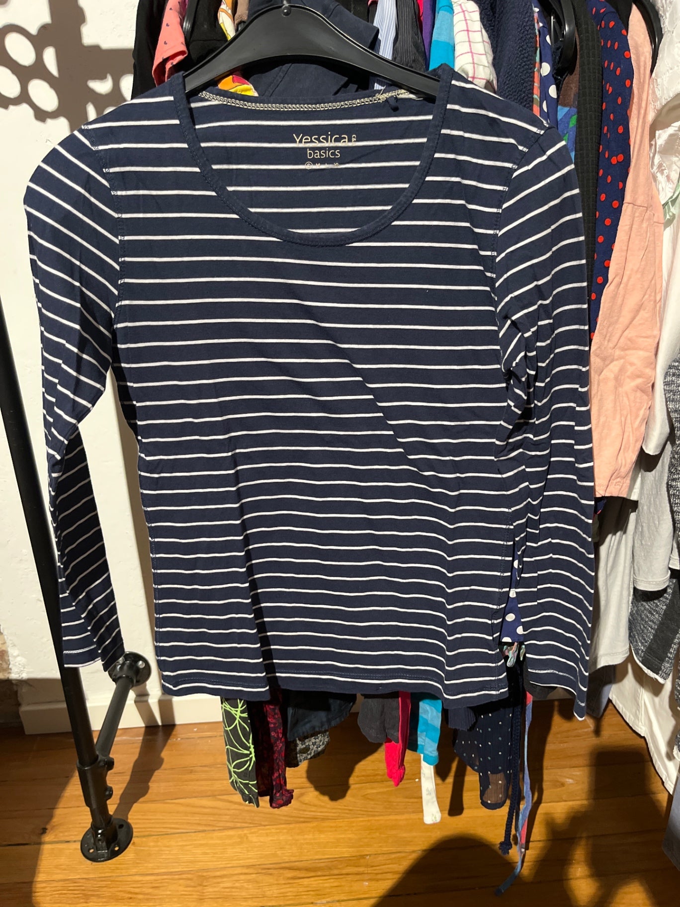 Yessica Langarmshirt Blau mit weißen Streifen