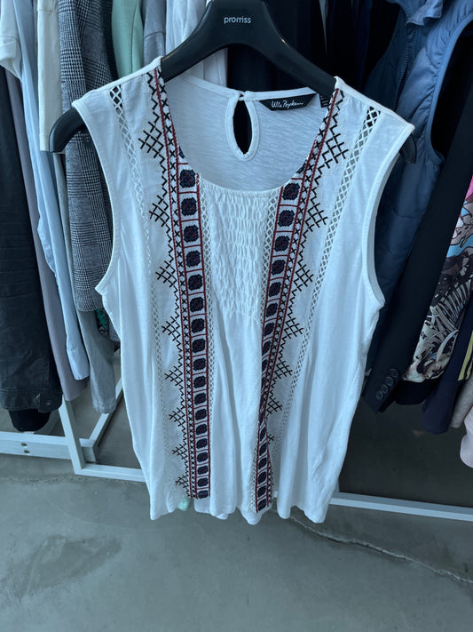 Ulla Popken Ärmellose Bluse Weiß