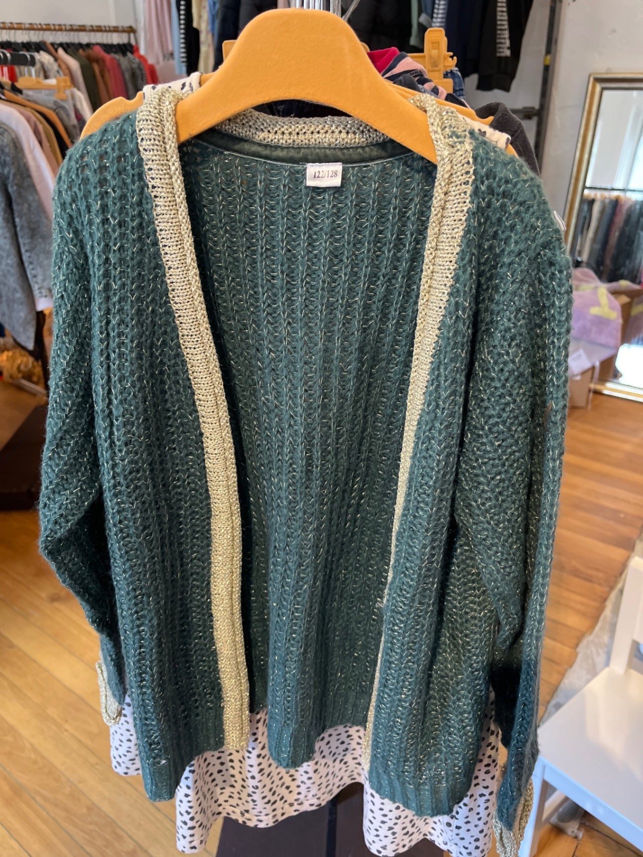 Strickjacke Grün, Gold