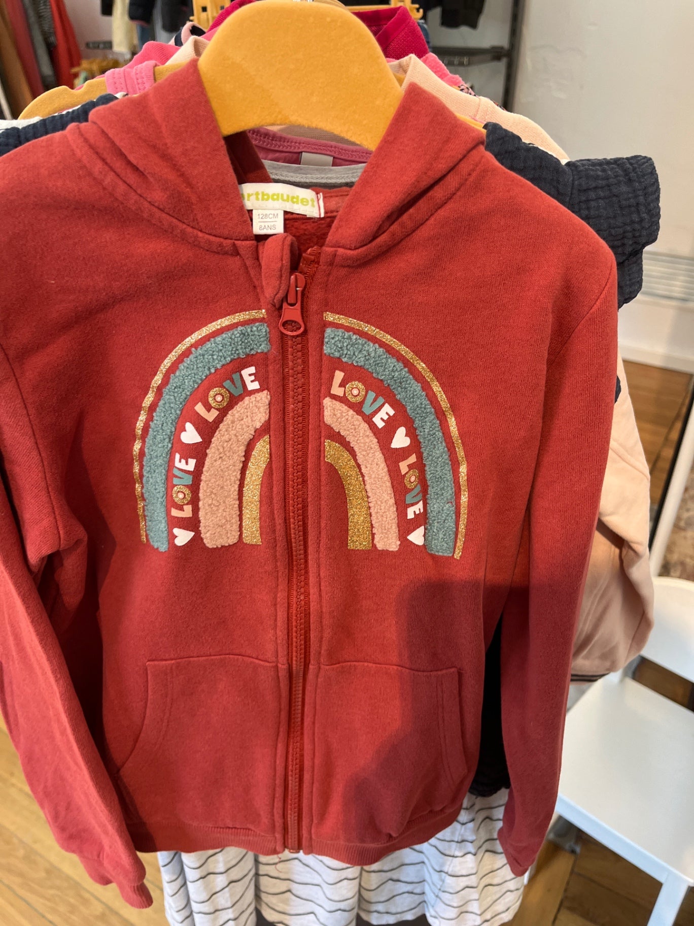 Vertbaudet Kapuzenjacke Rot, Regenboden
