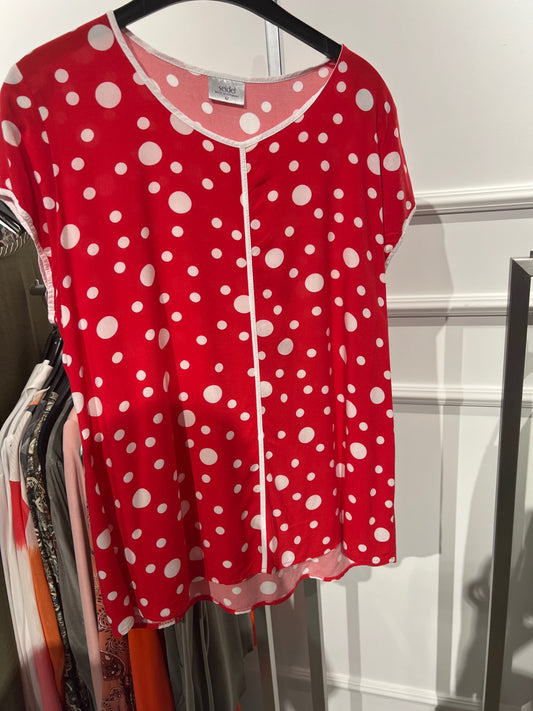 Seidel Bluse Rot mit weißen Punkten