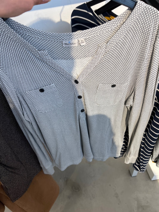 Blue Motion Bluse Weiß mit schwarzem Muster