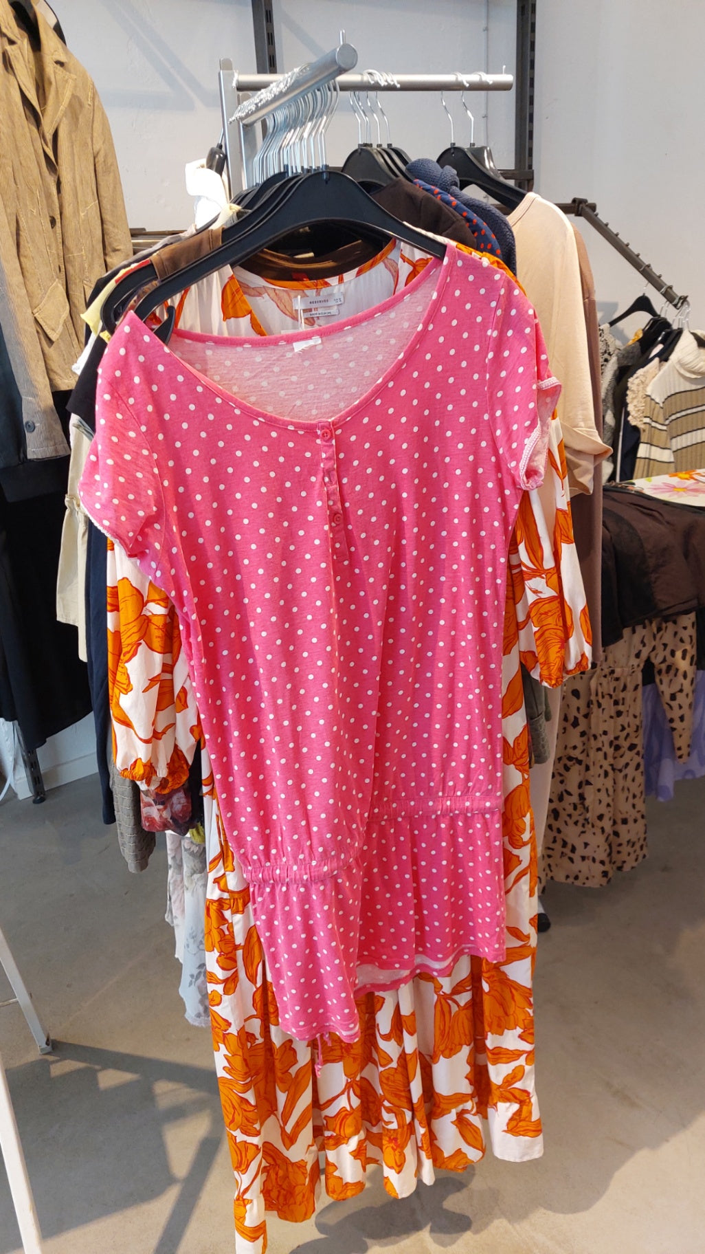 Unbekannt Jumpsuit Pink mit weißen Punkten