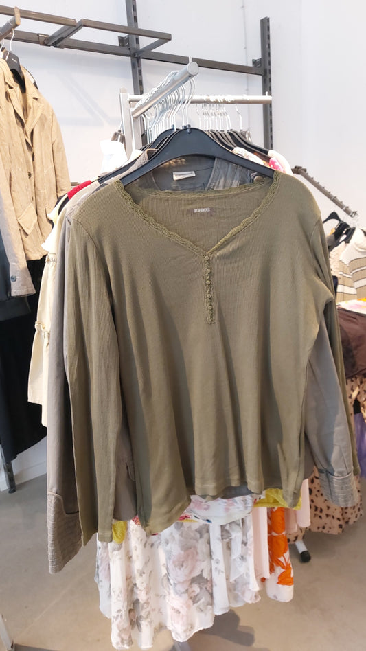 Designers Langarmshirt Olivgrün