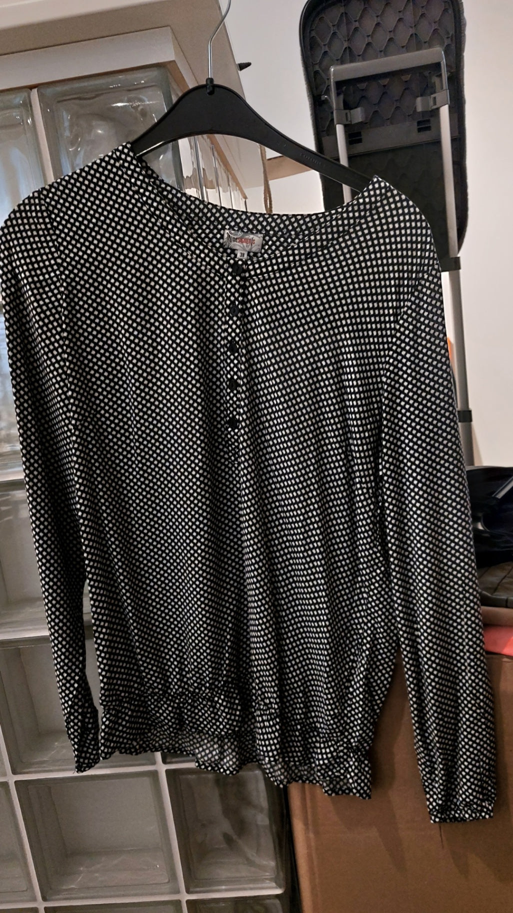 Designers Langes Blusenoberteil Schwarz-Weiß