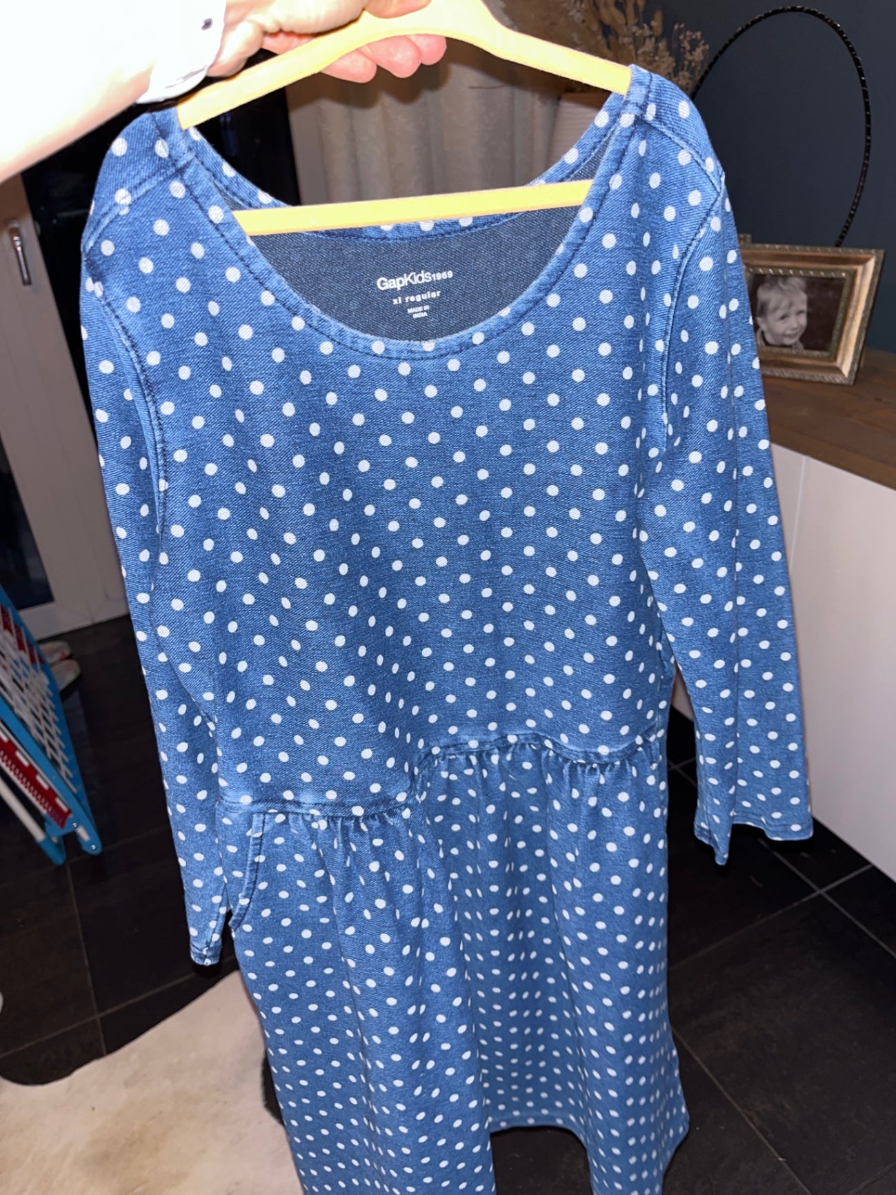 GapKids Kleid Blau mit weißen Punkten