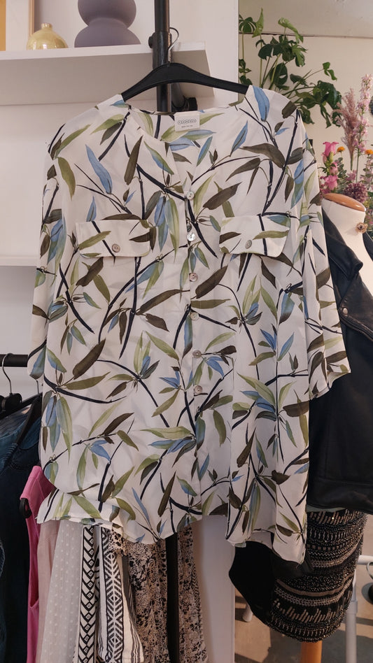 Canda Bluse Grün und Weiß