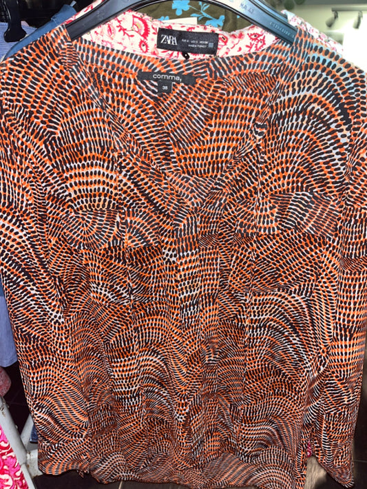 Comma Bluse Orange, schwarz