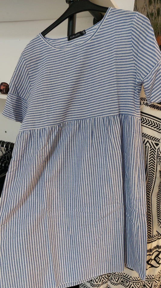 Sublevel Kleid Blau und Weiß gestreift