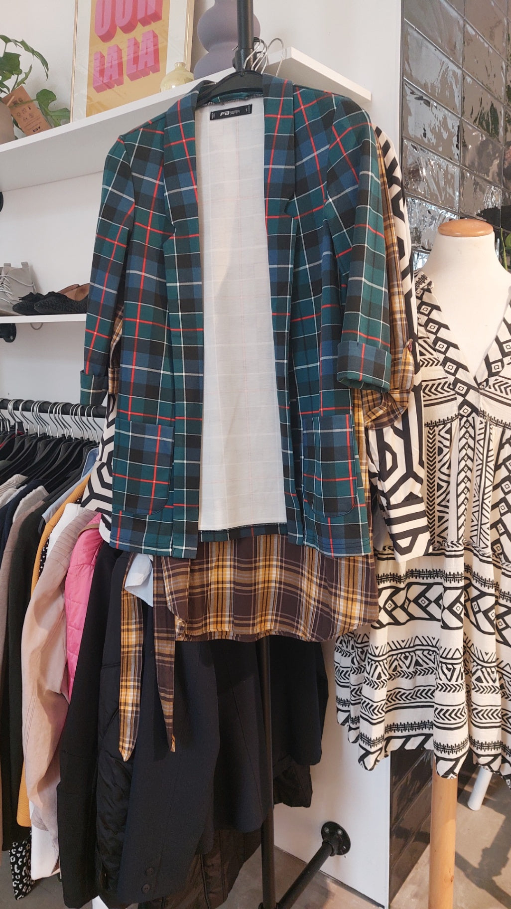 FB Sister Blazer Mehrfarbig (Grün, Blau, Rot, Schwarz)
