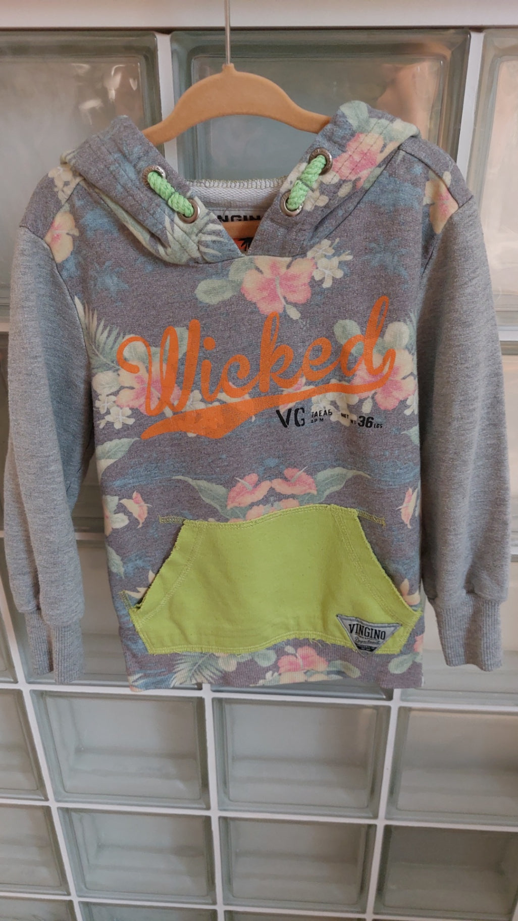 Vingino Kapuzensweatshirt Grau, Grün und Mehrfarbig mit Blumenmuster