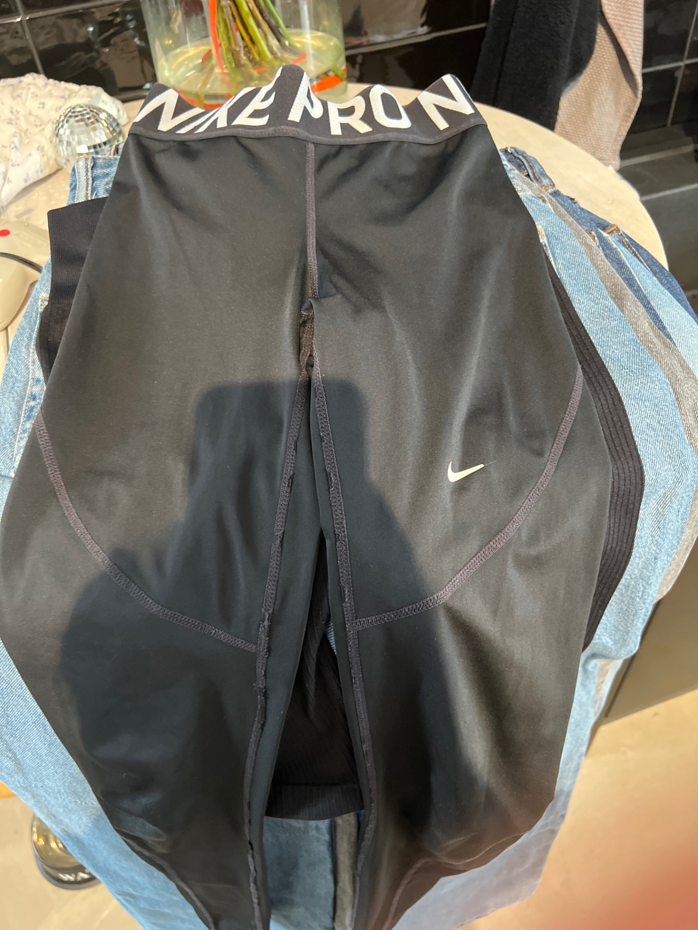 Nike Leggings Schwarz / Gebrauchsspuren daher Reduziert
