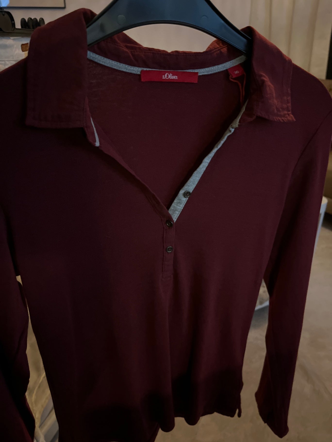 s.Oliver Langarm-Poloshirt Bordeaux