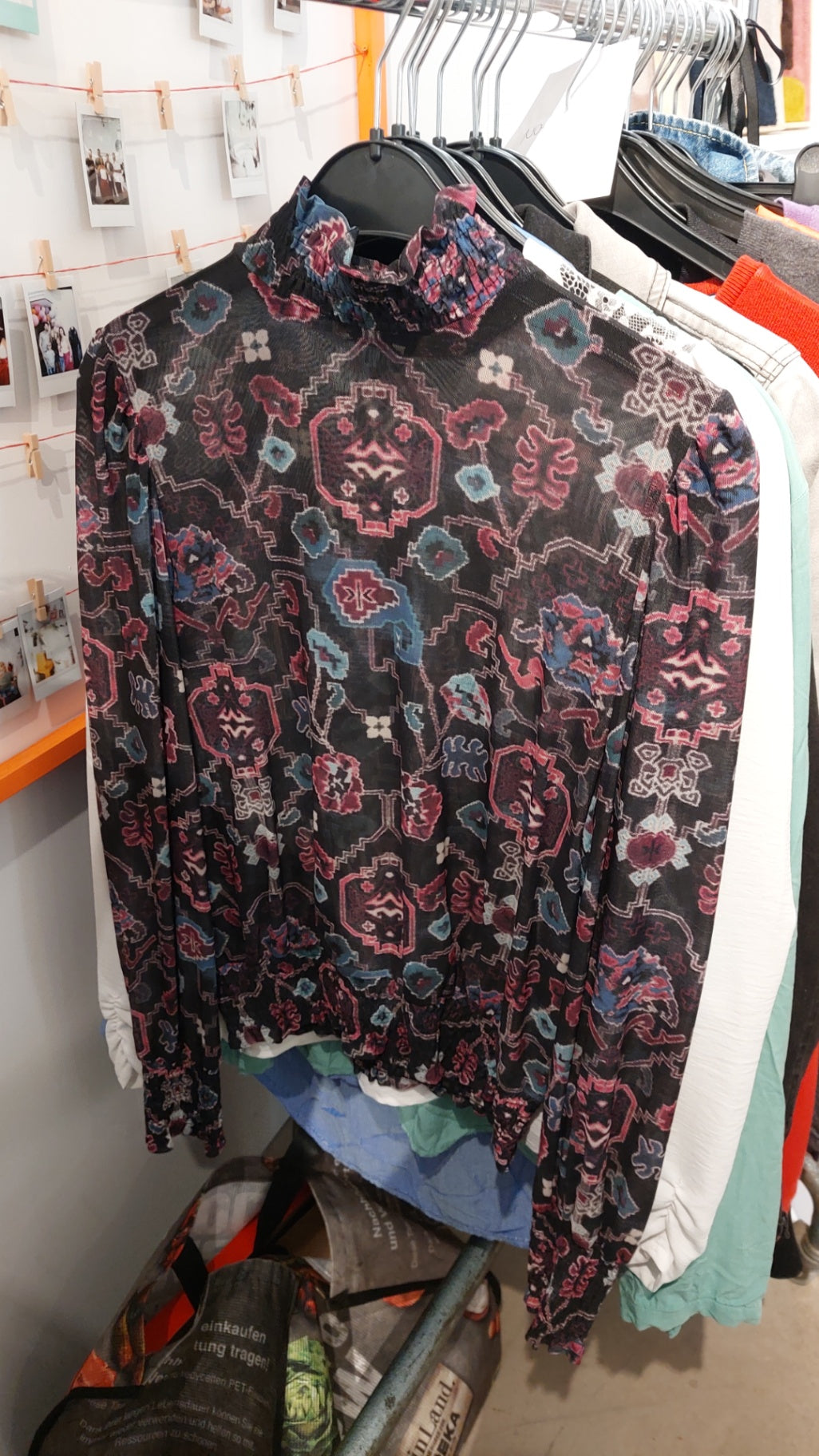 Unbekannt Bluse Mehrfarbig (Schwarz, Rosa, Blau, Weiß)