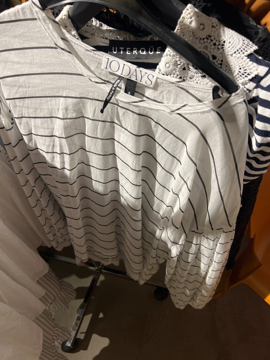 10DAYS Bluse Weiß mit schwarzen Streifen
