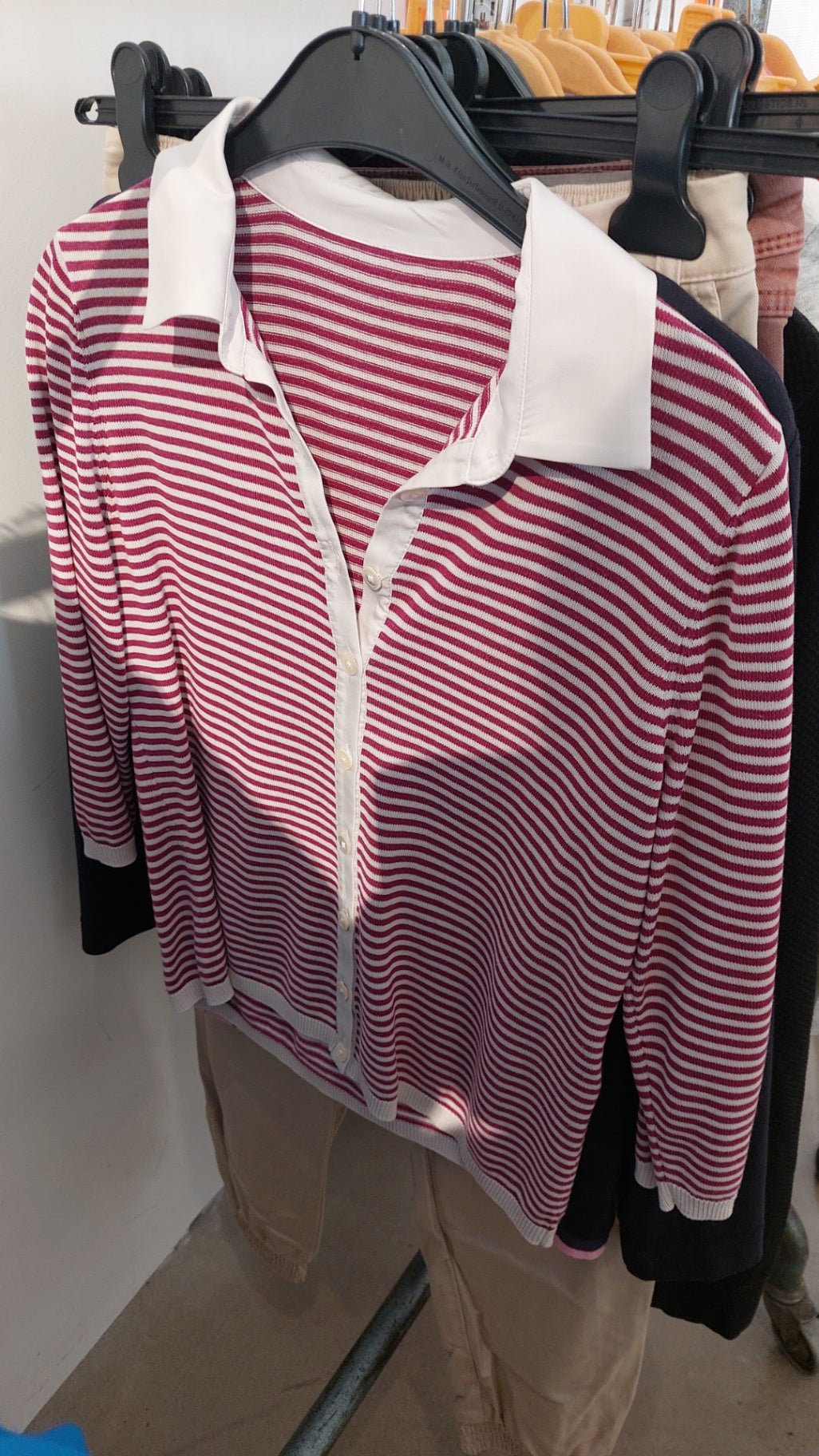 Seidenreich Pullover Pink-Weiß gestreift