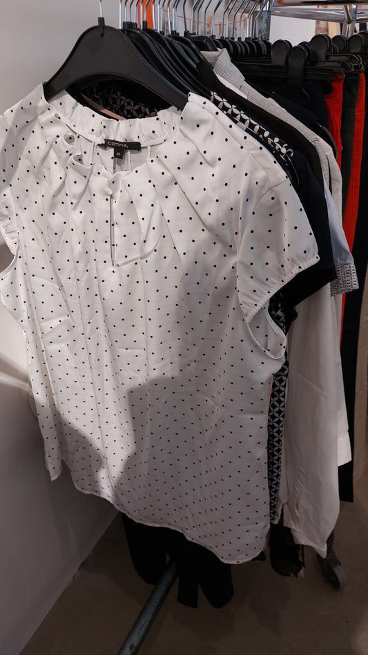 Comma Bluse Weiß mit schwarzen Punkten