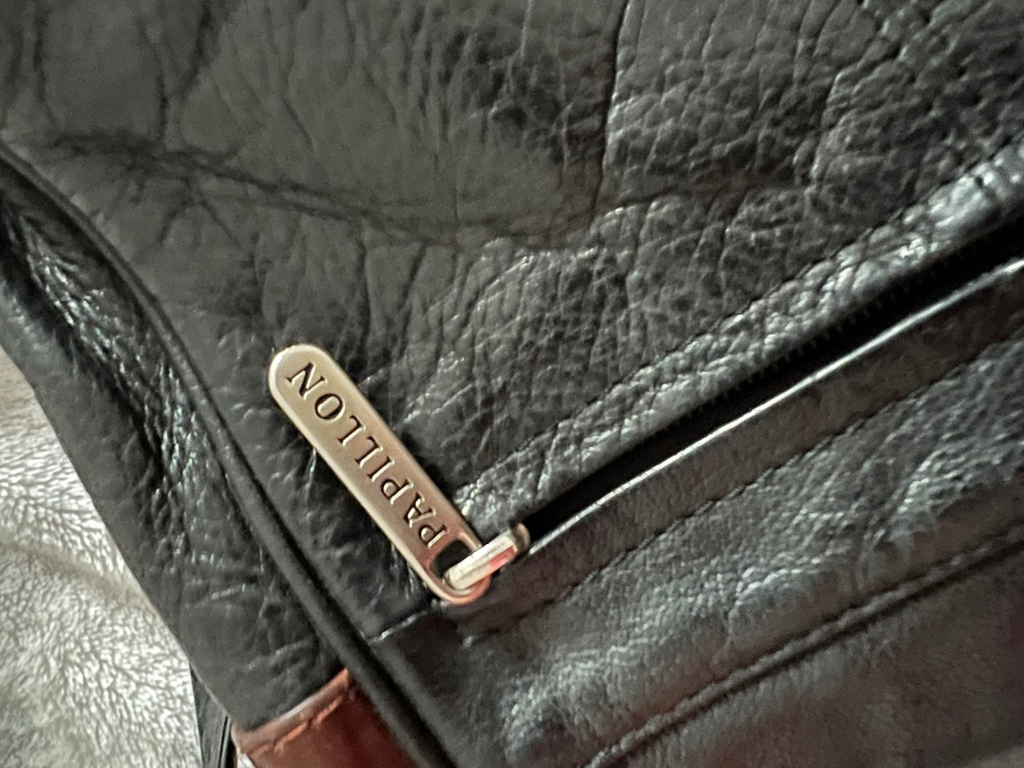 TRUE VINTAGE! PAPILLON Ledertasche Umhängetasche Schwarz