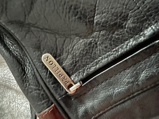 TRUE VINTAGE! PAPILLON Ledertasche Umhängetasche Schwarz