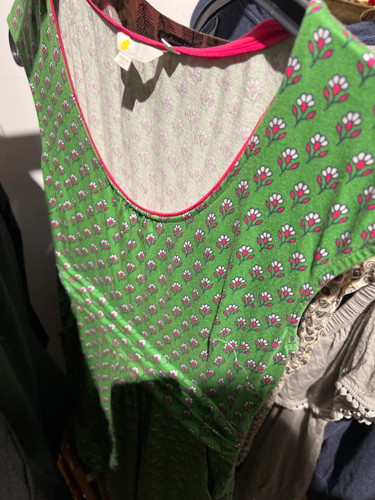 Boden Kleid Grün mit Blumenmuster