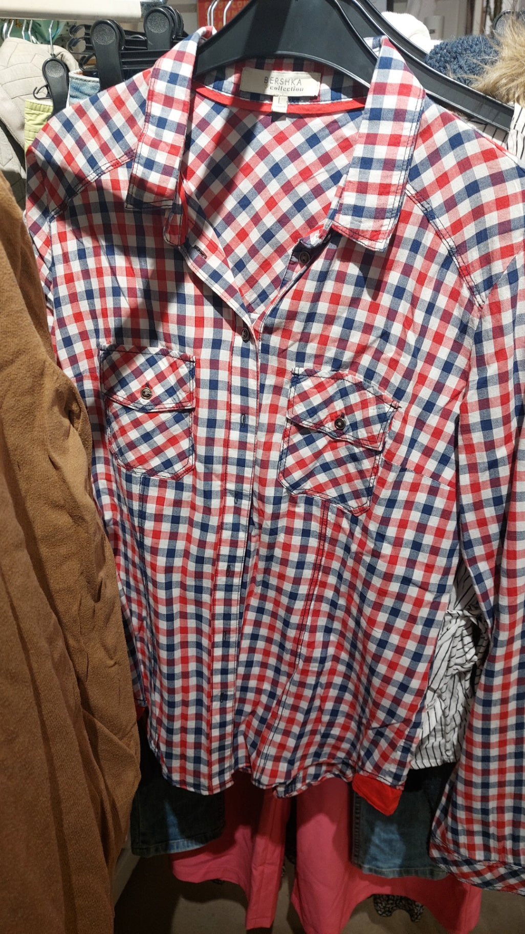 Bershka Hemd Rot-Blau kariert