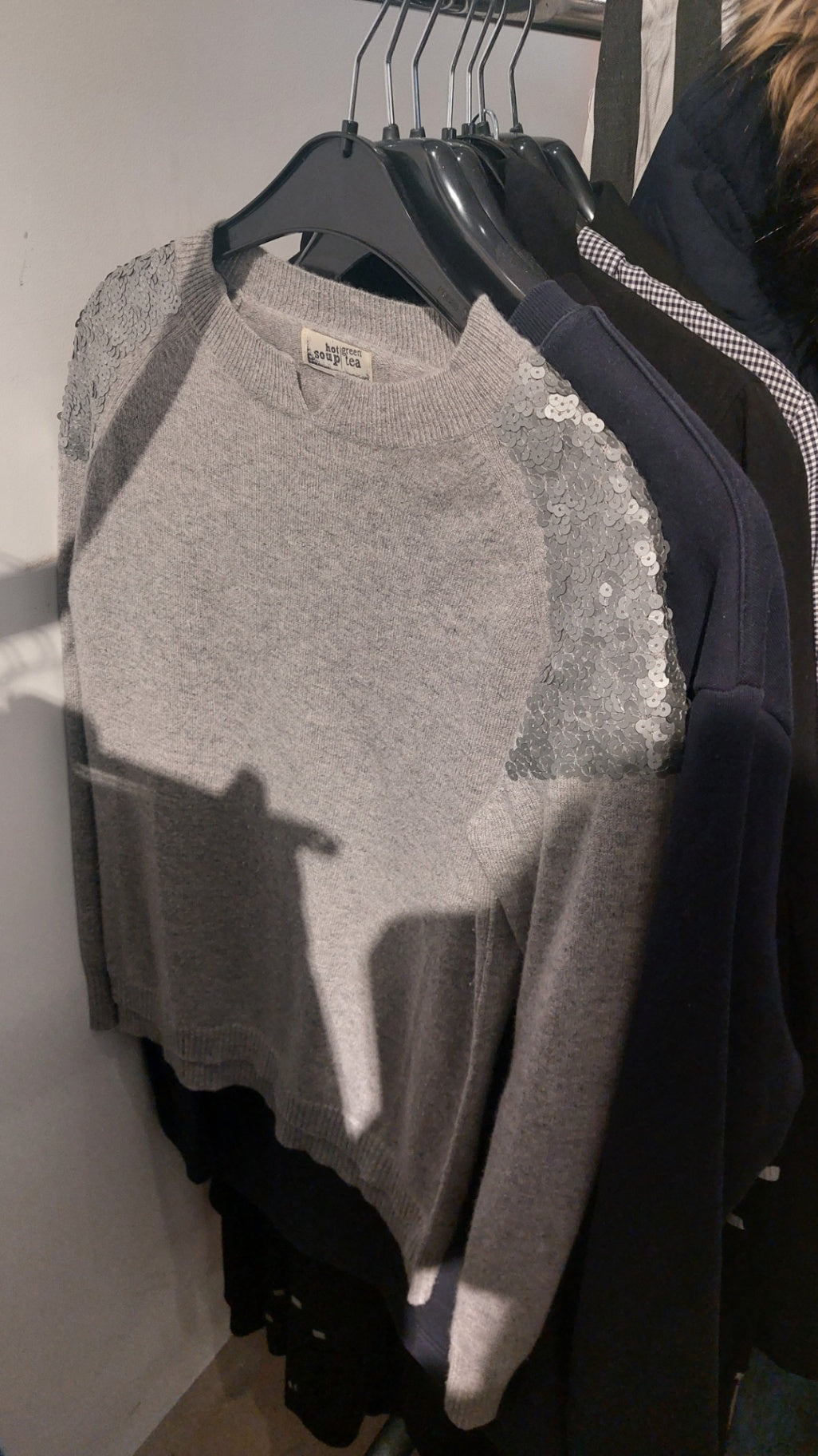 Hot soup green tea Pullover 100% Cashmere Grau