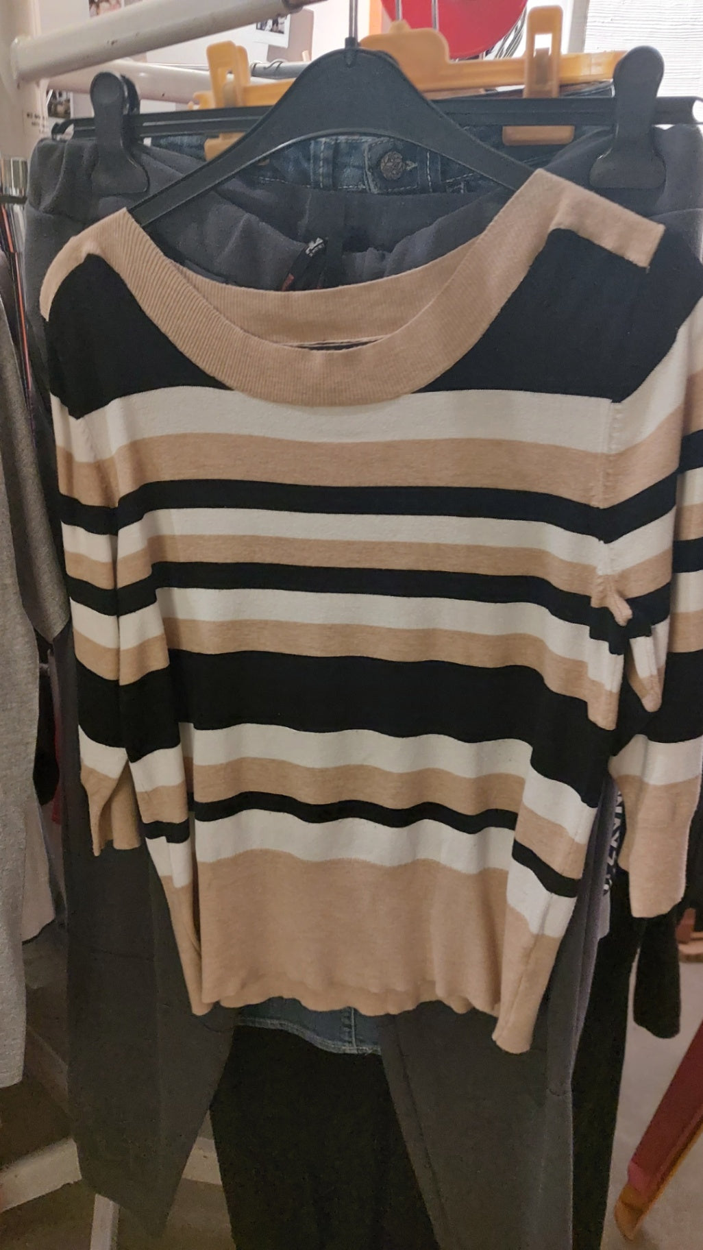 Les Collection Mat Pullover Schwarz, Beige und Weiß