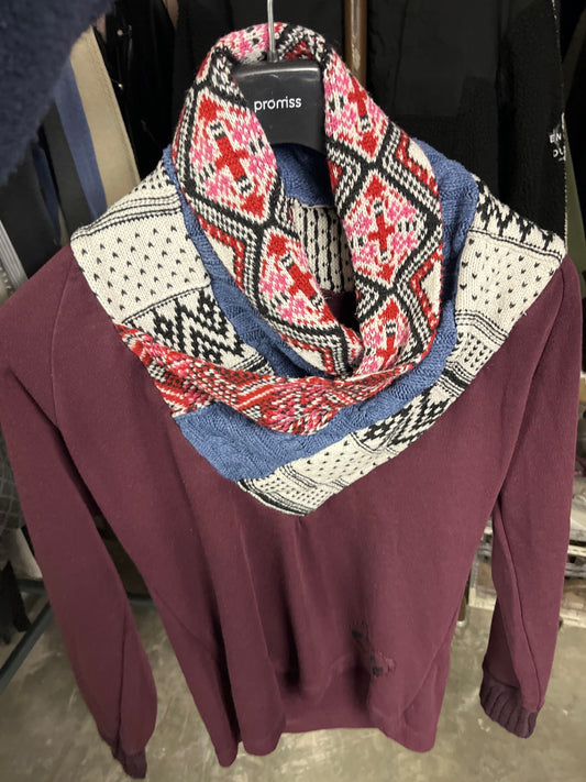 Desigual Sweatshirt Bordeauxrot bunter Kragen