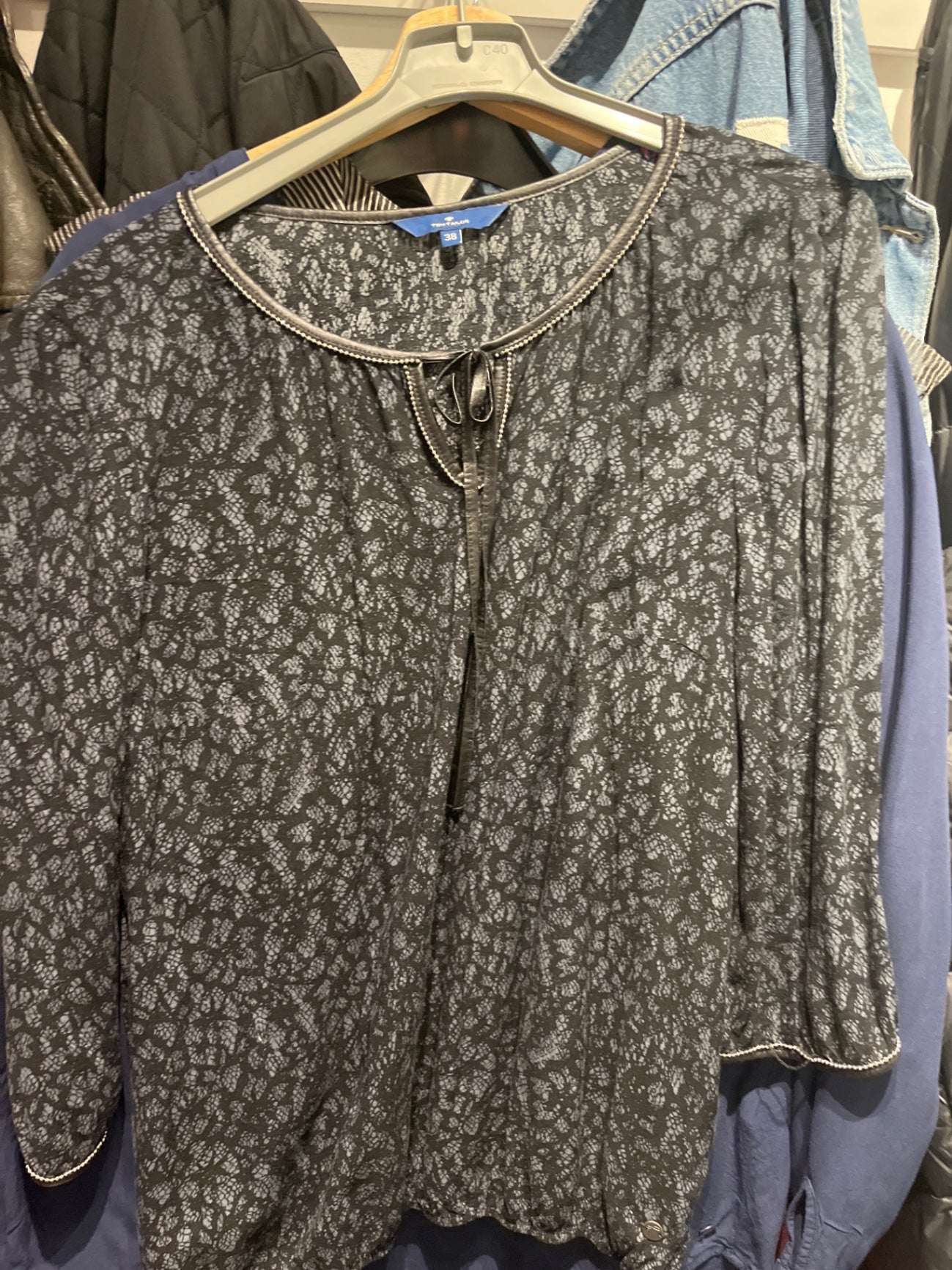 Tom Tailor Bluse Schwarz mit grauem Muster