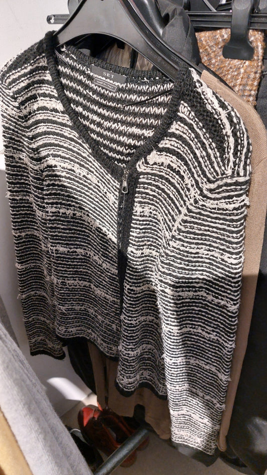 SET Strickjacke Schwarz-Weiß