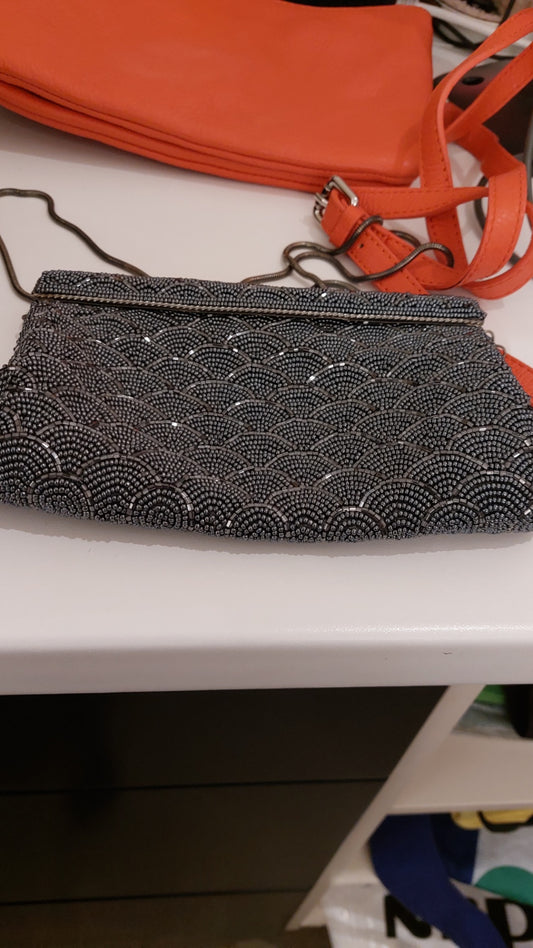 Abendtasche Schwarz mit Silber