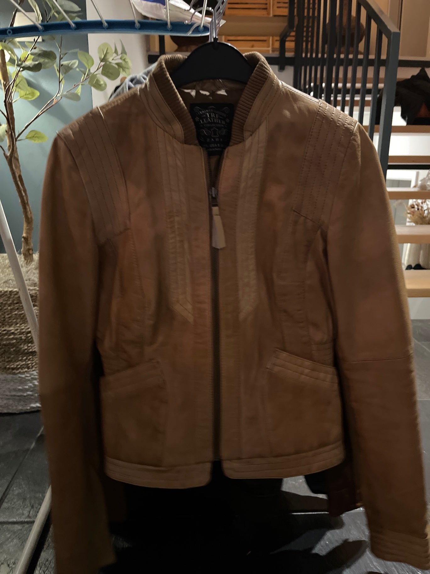 Zara Lederjacke Camel
