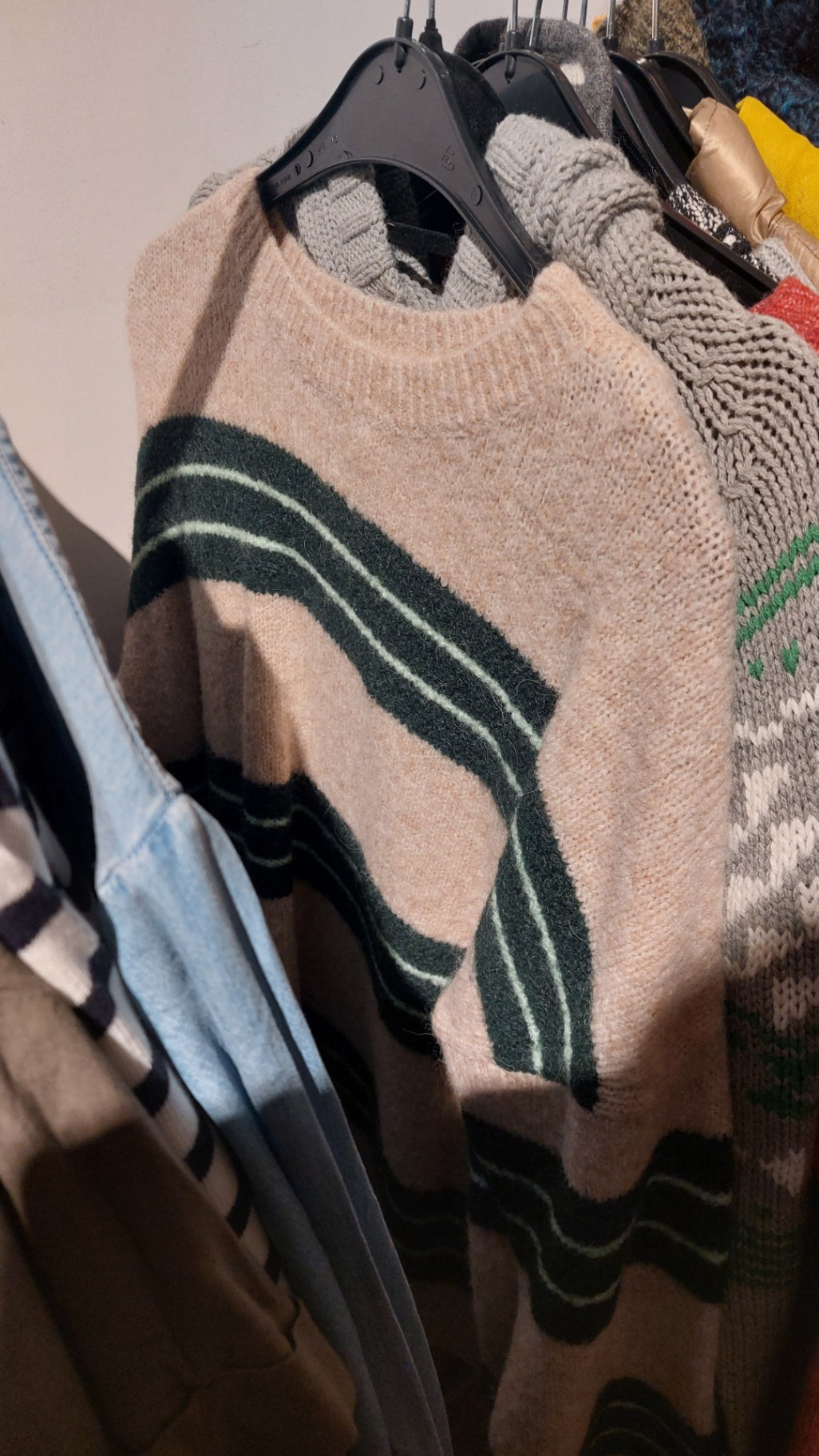 Tom Tailor Pullover Beige mit grünen Streifen Größe: S