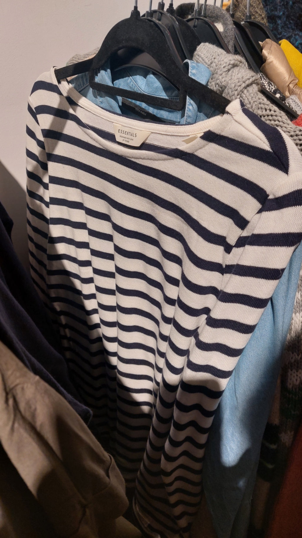 Essentials Pullover Blau-Weiß gestreift Größe: S
