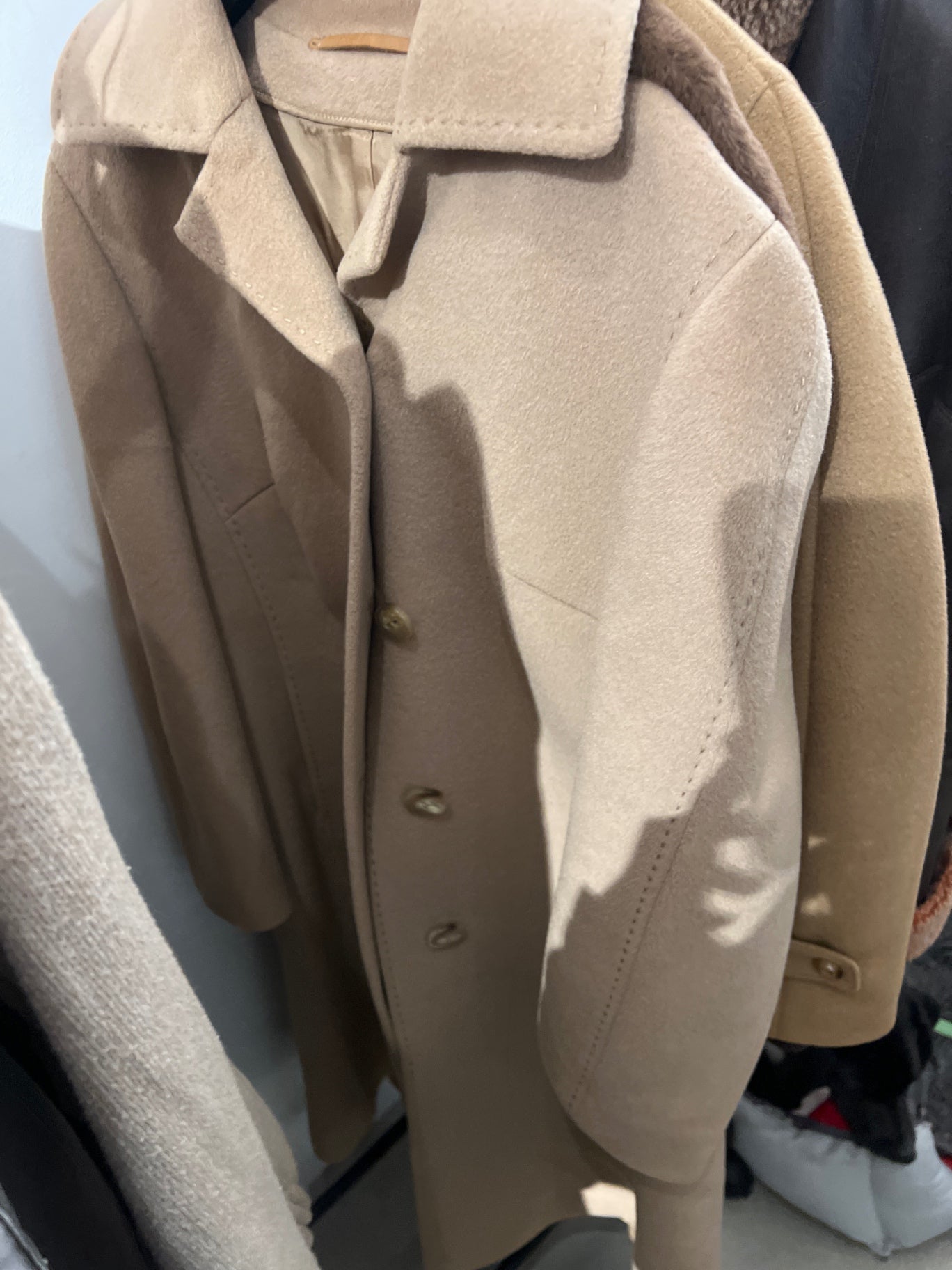 Kamelhaar + Schurwolle Mantel Beige Größe: 38