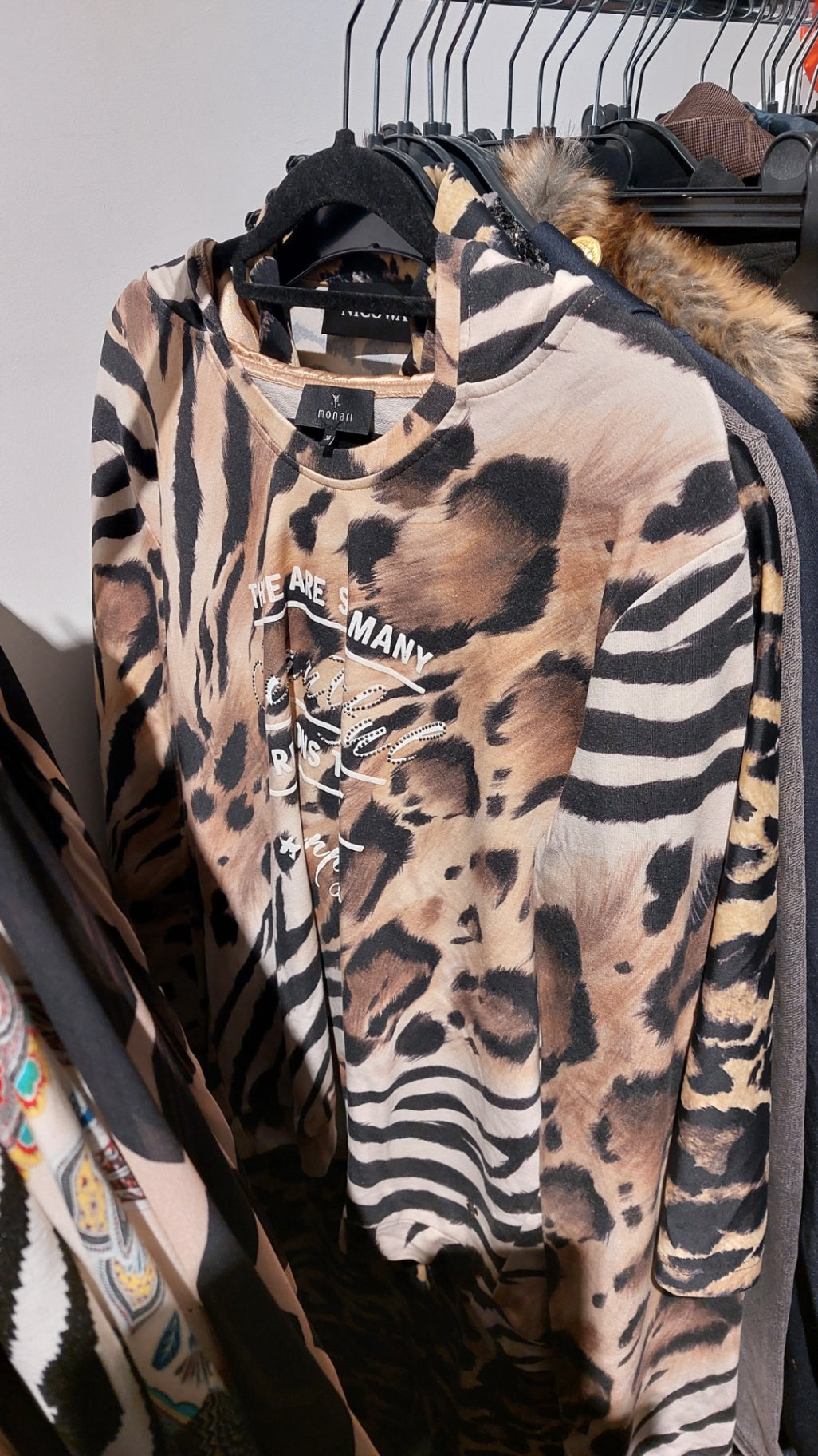 Monari Kapuzenpullover Leopard- und Zebramuster Größe: 38.
