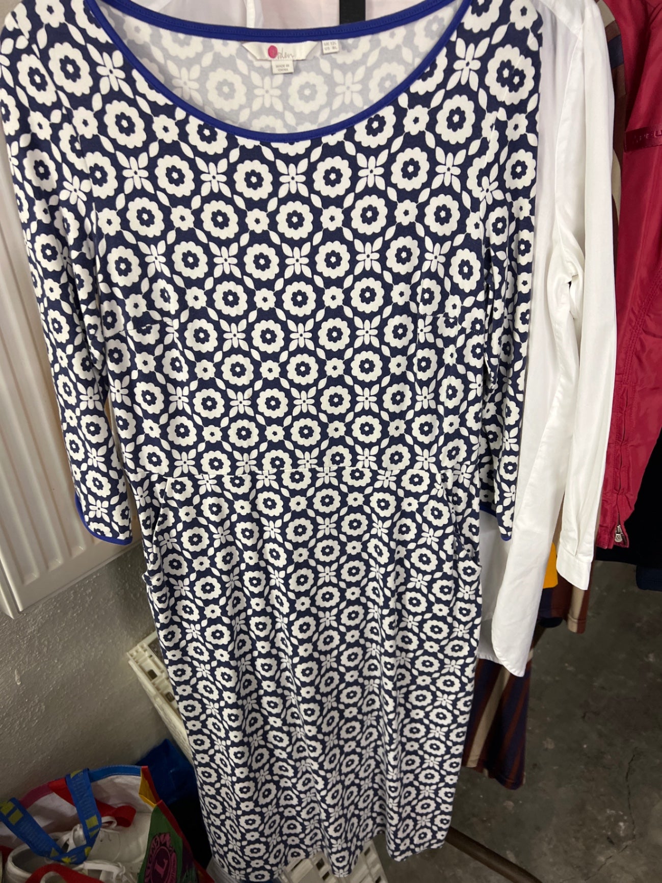 Boden Kleid Blau und Weiß Größe: L