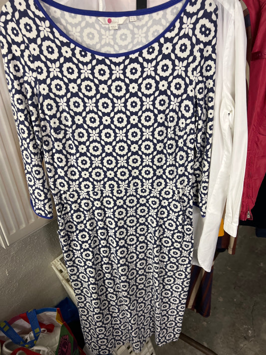 Boden Kleid Blau und Weiß Größe: L