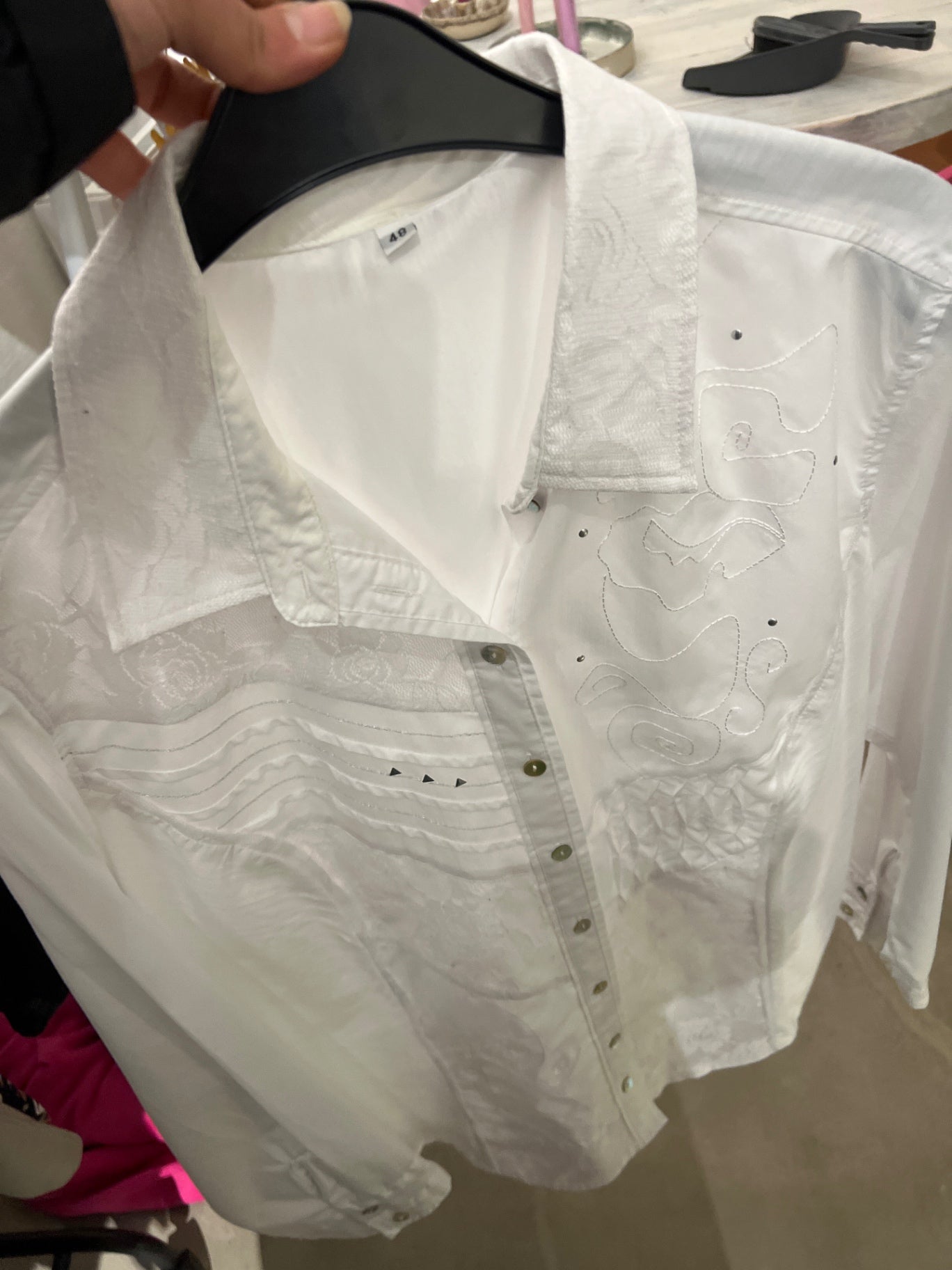 Bluse Weiß Größe: 48