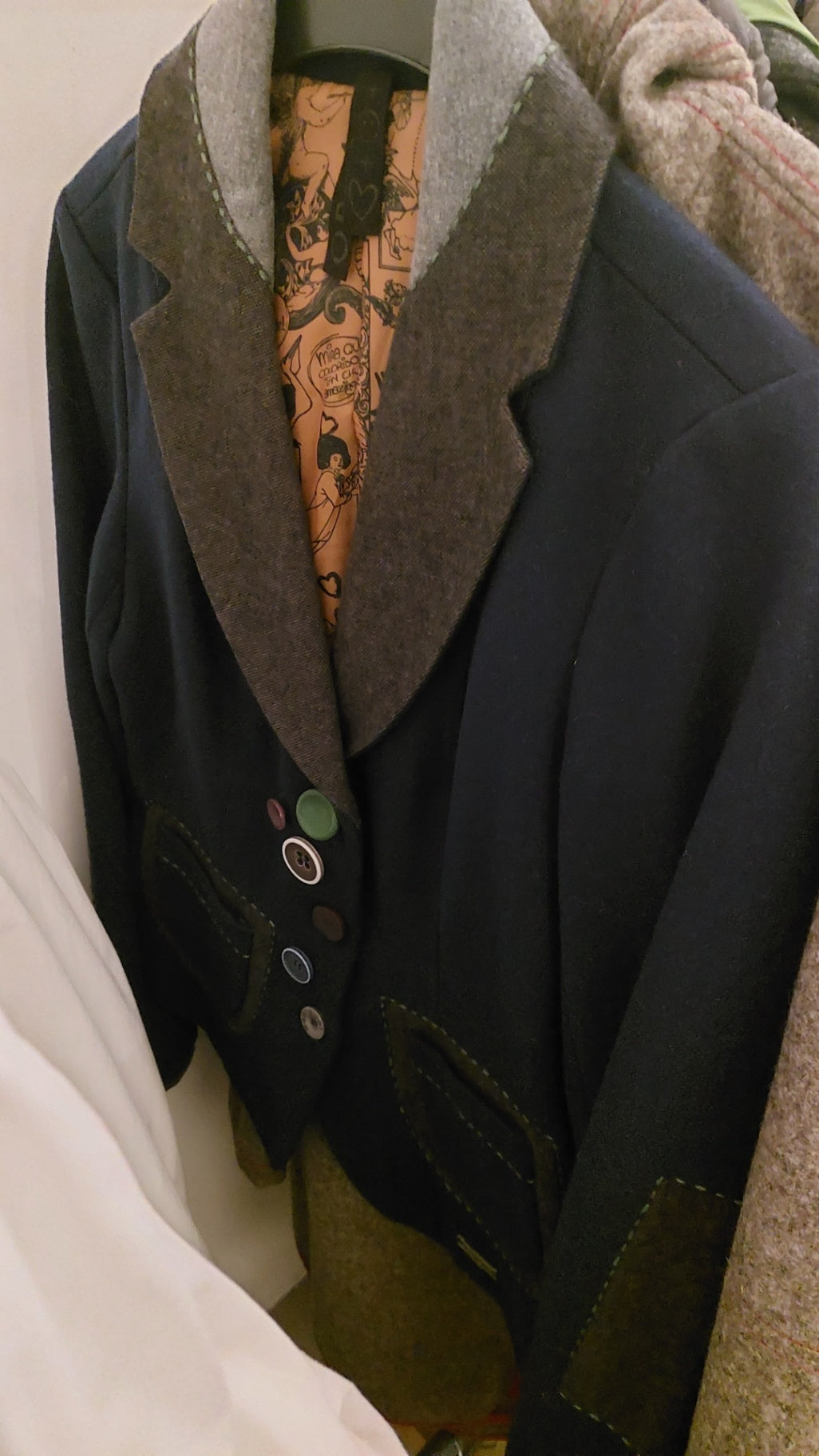 Desigual Blazer Dunkelblau mit grauen Details Größe: 40