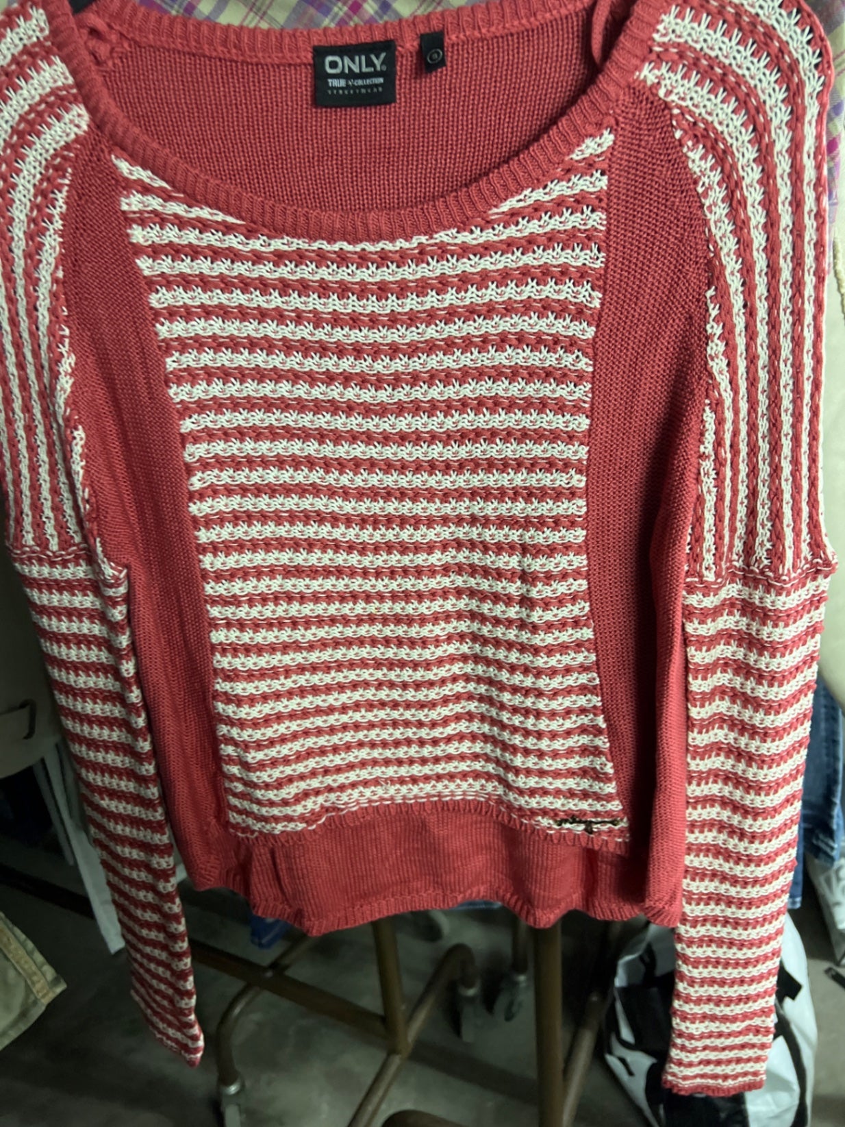 ONLY Pullover Rot und Weiß Größe: S