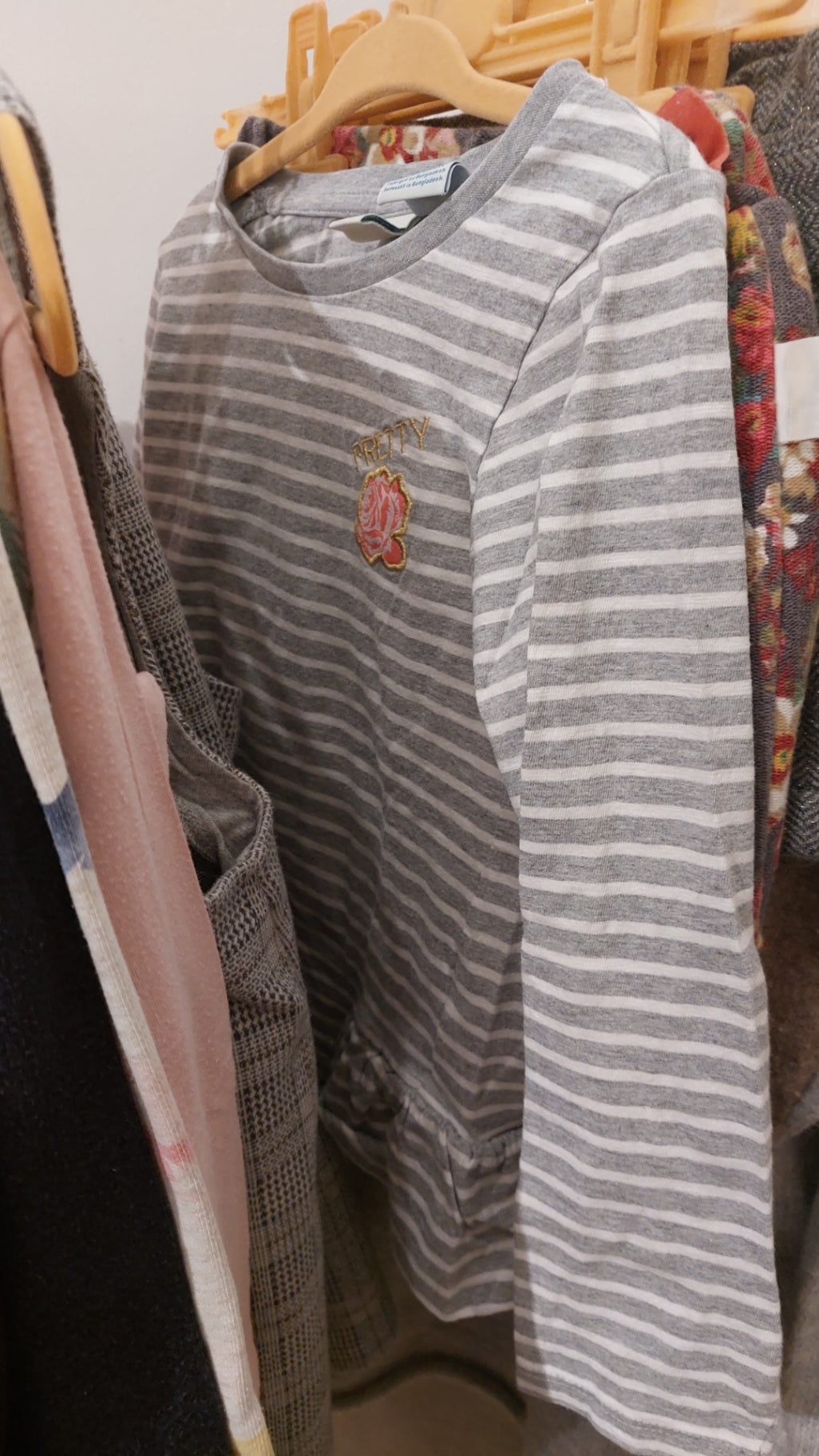 Bob Langarmshirt Grau-Weiß gestreift Größe: 116