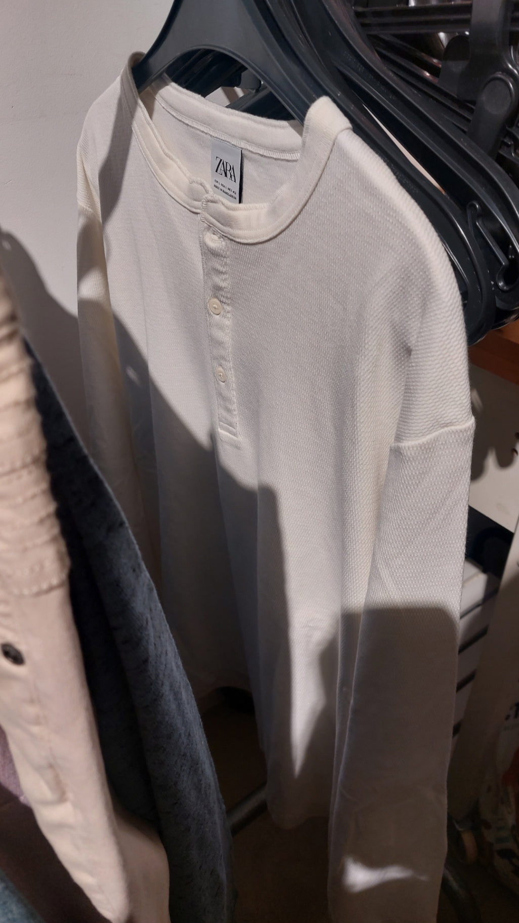 Zara Langarmshirt Weiß Größe: L