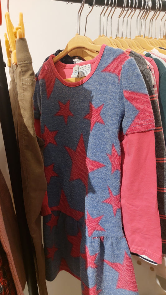 Bob Kleid Blau und Pink Größe: 116