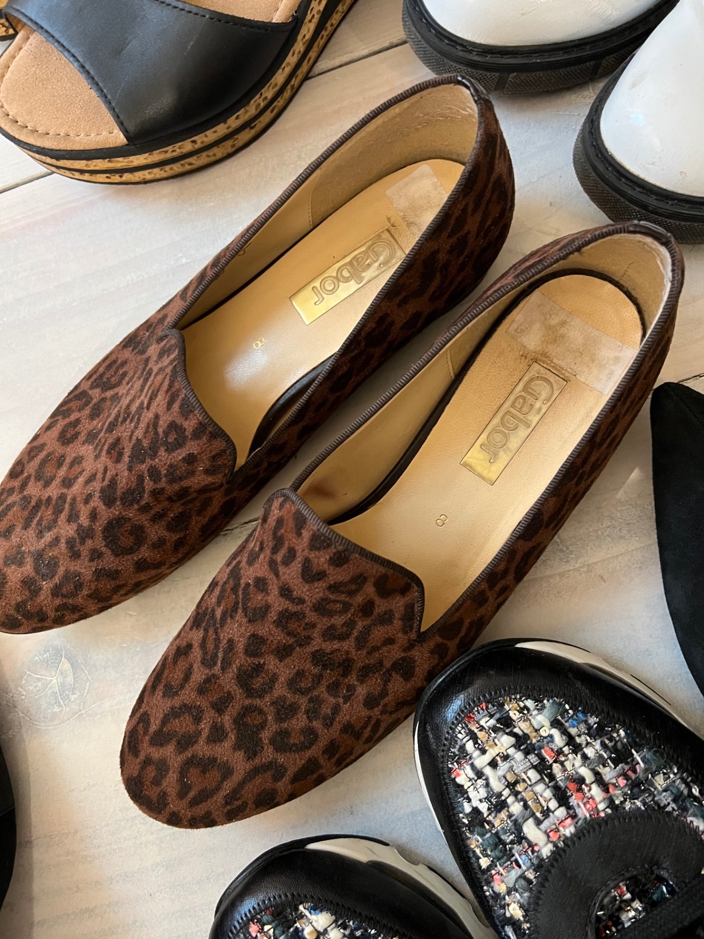 Gabor Slipper Braun, Leopardenmuster Größe: 41