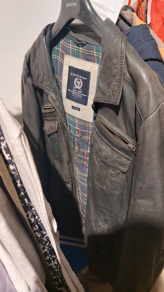 State of Art Lederjacke Schwarz Größe: XXL