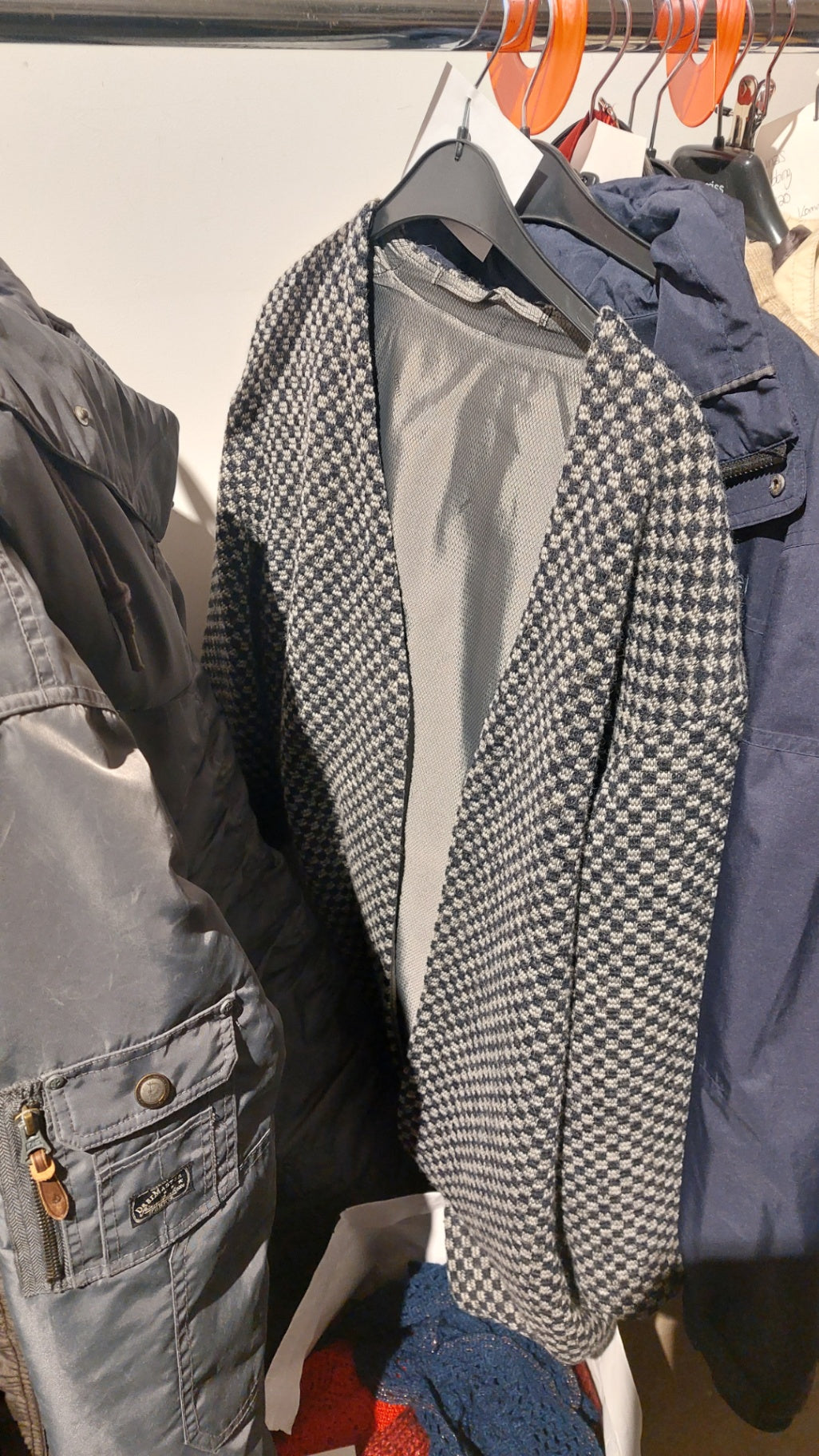 Unikat-selbst gestrickt Jacke Grau 6 Blau Größe: M