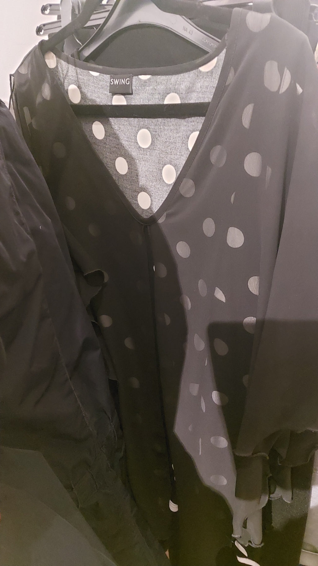 SWING Bluse Schwarz mit weißen Punkten Größe: L