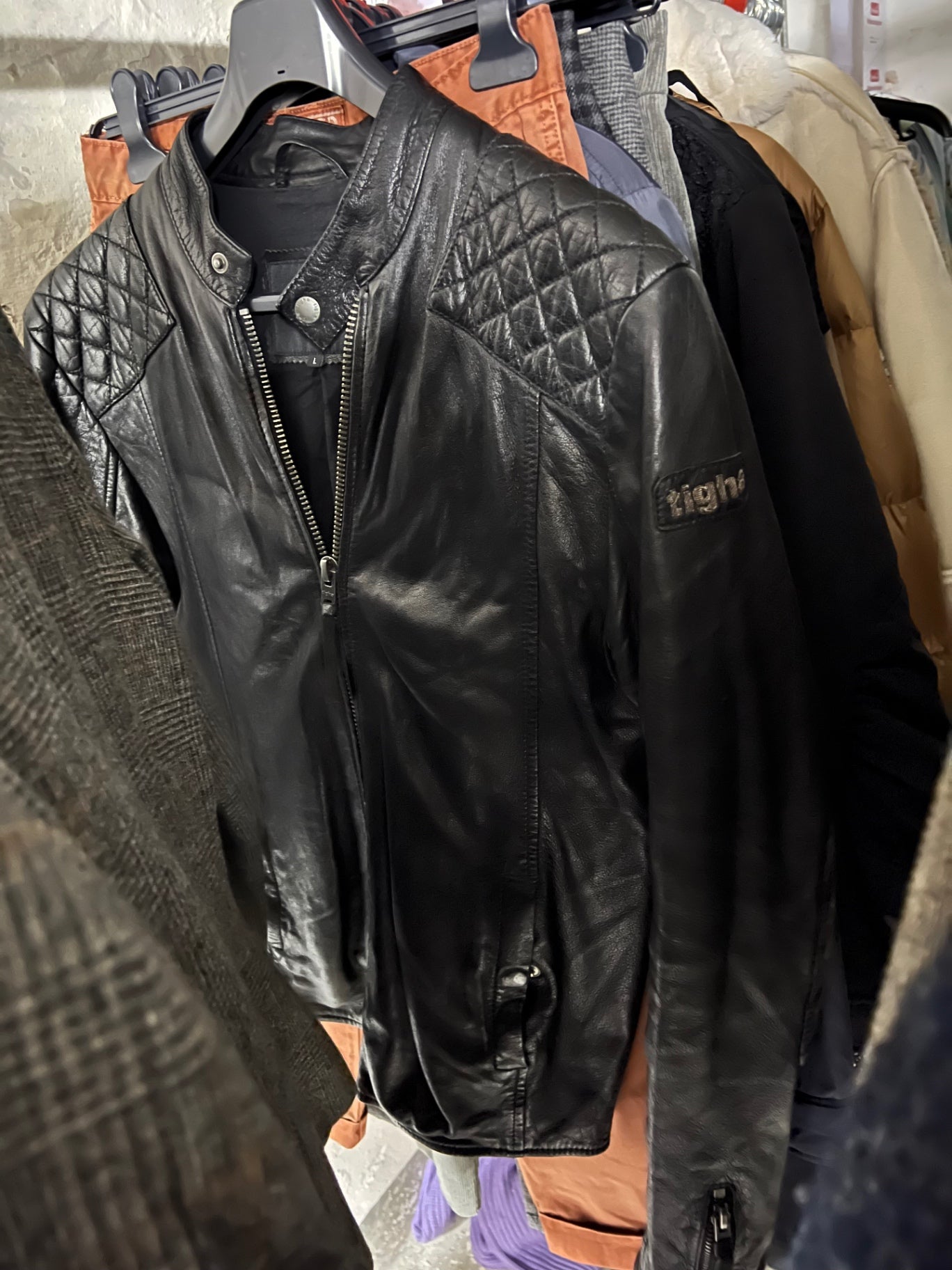 Tigha Lederjacke Schwarz Größe: L