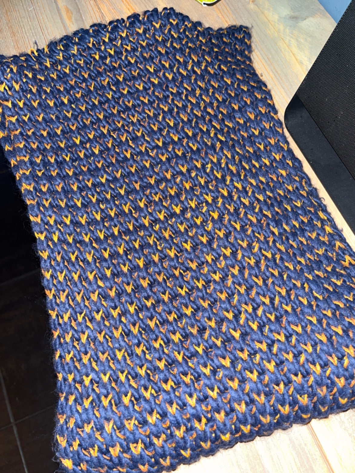 Pieces Strickschal Blau und Orange Größe: